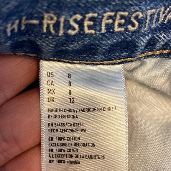 American Eagle Outfitters Vintage Hi-Rise Festival Shorts Sz 8 exposed pockets - Picture 5 of 5